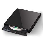 External CD DVD Drive USB 2.0 DVD Optical Reader Portable DVD Player for PC Laptop Desktop Computer (Black)