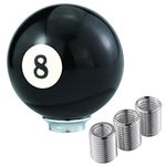 Padaodao Round Ball Shift Knob Number 8 Billiards Gear Lever Stick Shifter Handle for Most Manual Automatic Vehicles Cars, Black