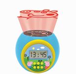 Lexibook Projector Clock Peppa Pig with Snooze Alarm Function, Night Light with Timer, LCD Screen, Battery Operated, Blue/Yellow, Standard Size