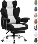 GTPLAYER Gaming Chair, Executive Office Desk Ergonomic Computer Chair with Footrest Heavy Duty High Back Lumbar Support Home Recliner Swivel Chairs (Black-Grey)