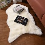 Hugs Living Soft and Fluffy Faux Fur Rug, Chair Cover Seat Pad Sofa Cushion for Living Room and Bedroom (Cream White, 24" x 40" | 61 x 102 cm)