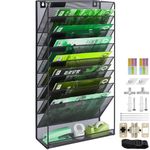 IOUGDSEC 9 Tier A4 Mesh in Tray Hanging Wall File Holder Magazine Document Holder Mail Organiser Magazine Storage Rack,Durable Metal Mesh Filing Storage Letter Trays Desktop File Organizer