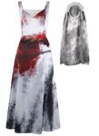 IKALI Zombie Bride Costume Womens, Halloween Fancy Outfit Ghost Corpse Gown Ladies Bloody Bride Costume Size S