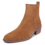 LOZANO Suede Leather Tan Chelsea Boots for Men with Zip Fastening | High Ankle Boots, Soft Cushioned Insole, Slip-Resistance |Size-6|