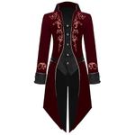 Spooktacular Creations Men Wine Red Steampunk Costume,Tailcoat Medieval Costume for Halloween Costume Men 2024 Cosplay-M