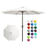 JEAREY 9FT Outdoor Patio Umbrella Outdoor Table Umbrella with Push Button Tilt and Crank, Market Umbrella 8 Sturdy Ribs UV Protection Waterproof for Garden, Deck, Backyard, Pool (Creamy-white)