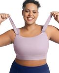 VFUS Women's Sports Bra Wirefree Adjustable Medium-High Support Everyday Wear for Large Bust Plus Size with Removable Pads (XX-Large, Grayish Purple)