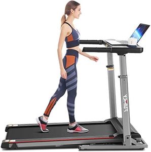 Folding Treadmill with Desk & Adjustable Height, 300 LBS Weight Capacity, Heavy-Duty Treadmill with Incline, Bluetooth Speaker & App Control, Electric Walking Machine Running Treadmill for Home