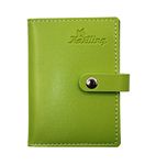 Karlling credit card holder wallet for women/man soft leather business card holder card case organizer bag with 20 card sleeves inside(Green)