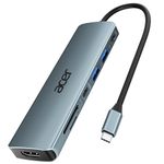 acer USB C Hub, 7 in 1 USB C to HDMI Adapter, USB-C Multiport Adapter with 4K HDMI, 5Gbps 2*USB 3.0 and Type-C Data Port, 100W PD Charging, SD Card Reader for iPad Pro, MacBook Pro, Acer, Dell,etc