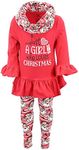 Unique Baby Girls Who Love Christmas Scarf Legging Set Outfit Clothes (12Y, Red)