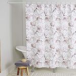 Home Dynamix Nicole Miller Lily 100% Cotton Shower Curtain, 72"x72", Pink/Beige