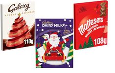 Christmas Milk Chocolate Advent Calendar 2024-3 x Assorted Milk Chocolates Advent Calendar - Galaxy (110g), Maltesers (108g) & Cadbury Dairy Milk (90g) with Gift Card, Perfect Christmas Countdown