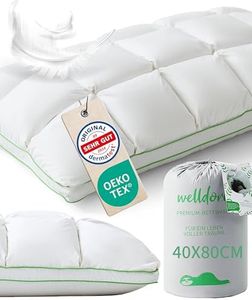 Welldora Premium Kopfkissen 40x80 | 100% Daunenfasern & Federn | Innovatives Puffwolken-Design für höchsten Komfort & Ergonomie | Mittelfestes Kissen fachärztl. geprüft, Oeko-Tex zert. in der Schweiz