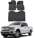 DESLE Ford F150 Floor Mats (2015-2024) Floor Mats for- 1st & 2nd Row.(Without Under Seat Strorage Box) Bucket Seating TPE Floor Liner All Weather Custom Fit Car Mats SuperCrew Cab, Black