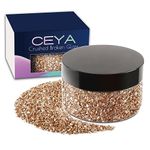 Ceya 5.3oz/ 150g Crushed Irregular Glass Champagne Gold Metallic Crystal Chips Broken Glass Glitter 2-4mm Craft Glitter for Nail Arts Epoxy Resin Coasters Ornament Painting Geode Phone Case Jewelry