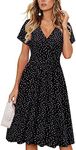 VOTEPRETTY Summer Dresses for Women UK V Neck Wrap Women Dress Midi Casual Floral Sundress with Pockets(Floral07,L)