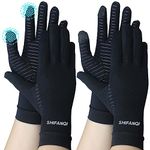 2 Pairs Full Finger Copper Arthritis Compression Gloves with Touchscreen. Relief for Hand Pain, Carpal Tunnel, Rheumatoid, Inflammation, Tendonitis, Trigger Finger, Fit for Men Women (M)