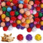 Molain 100pcs 2.5cm Large Cat Toy Balls, 1Inch Soft Cat Balls Kitten Pom poms Ball Cat Play Toy (100 Pcs)