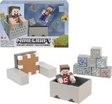 Jurassic World Minecraft Minecart Mayhem Playset with Steve Character Figure, Launching Cart and Accessories, Creation, Exploration and Survival Game for Kids Ages 6 Years and Older