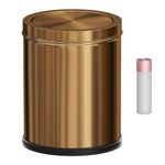 4Gallon Stainless Steel Gold Waste Bin, Metal Garbage can with Flipping Lid, Gold Trash Can for Kitchen,Bathroom,Living Room,Dressing Room,Office(Rose RED)