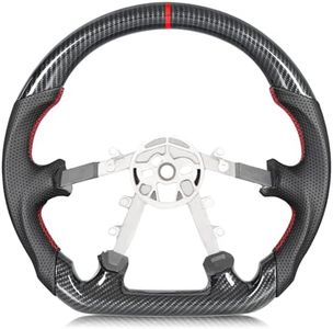 TESFEEL Steering Wheel for Chevy Corvette C5 1997-2004 Hydro-Dip Carbon Fiber D-shaped Flat-bottom Steering Wheel Preforated Leather Grip Hand-Stitched Compatible with Corvette C5 Base Z06
