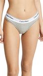 Calvin Klein Women’s Modern Cotton Stretch Thong Panties, Grey Heather, Small