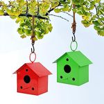 Urban Plant Hanging Metal Bird House (Red & Green)