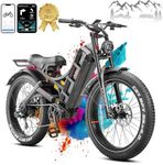 eAhora Romeo Pro Electric Bike for Adults 1600W Peak 55Km/h Electric Mountain Bike 48V/60Ah Long Range Ebike 26'' Fat Tire Full Suspension E Bike Velo Electrique Adulte UL 2849 Throttle Twist