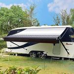 Awnlux Black Manual Modular Retractable RV Awning Full Set Assemblies for RV, 5th Wheel, Travel Trailers, Toy Haulers, and Motorhome - RV Trailer Awning for Home or Camper - 15x8 Ft - Black Strip