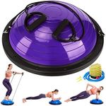 Zealty Half Balance Ball Trainer, Half Yoga Exercise Ball with Resistance Bands and Foot Pump, Balance Trainer for Stability Training, Strength Exercise Fitness, Home Gym Workout Equipment, Purple