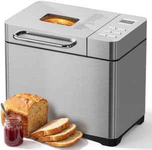 TRIUMPHKEY 19 in 1 Bread Maker Fully Automatic, with Nut Automatic Dispenser, 3 Loaf Sizes & 3 Browning Levels, 15 Hour Timer, 1KG Large Bread Machine, Gluten Free, Stainless Steel, Makes Jam, Yogurt
