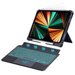 Concept Kart Keyboard Case for iPad 10th Generation 10.9 inch Cover with Kickstand, 7 Color Backlit, Multi-Gesture Large Touchpad, Magnetically Detachable Keyboard, Pencil Holder, Protective case