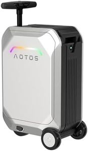 AOTOS Smart Rideable luggage-Roller carry-on luggage 22x14x9-TSA,Airline-Approved 22 inch Hardshell,Zipperless Travel Suitcase with Rolling Wheels,App Control-Cabin Suitcase for Airport Travel(Silver)