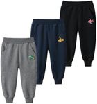 Toddler Boys 3 Pack Cotton Active Jogger Pants, Kids Cartoon Sweatpants Casual Lounging Bottoms, Bus+ Submarine+ Plane 7-8 Years