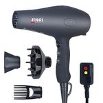 JINRI 1875W Professional Salon Grade Hair Dryer,DC Motor Negative Ionic Blow Dryer with 2 Speed 3 Heat Settings Cool Button Hairdryer with Concentrator & Diffuser & Comb Attachments, ALCI Safety Plug