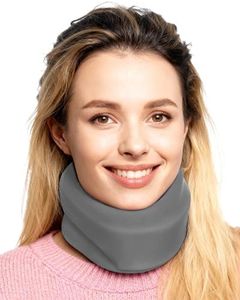 BETOVIN Heated Style Cervical Collar Neck Support Brace, Grey, Large Size, Fits Neck Circumference 15.8-18.1 inches, Height 3.0-3.5 inches.