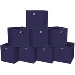 SEVENDOME Cube Storage Bin ,11 Inch Fabric Cube Storage Bin With Handles,Foldable Cube Baskets For Shelf,Drawer,Bathroom,Closet Organizers And Storage,Set of 8,(Navy Blue)