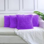 Sea Soft Lion Velvet Throw Pillow Case Cushion Cover Fashion Home Decorative Pillowcase （4-pack） (Purple)