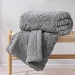 RECYCO Sherpa Fleece Throw Blanket 200x152cm, Soft Cozy Warm Fluffy Blankets Throws, Double-Sided Thick Jacquard Throw Blankets for Sofa Beds Couch Chair (Grey, Double Size Bed)