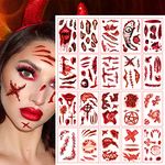 YOKSAS Halloween Temporary Tattoo stickers Kit,30 Sheets Scars Wounds Terror Waterproof Temporary Tattoos for Halloween Party Masquerade Kids Adults Face Decoration