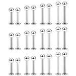 Ftovosyo Labret Barbell 24PCS Monroe Lip Barbell Ring Helix Earring Tragus Cartilage Studs Surgical Steel Piercing Jewelry for Women Men 16G 6mm 8mm 10mm 12mm