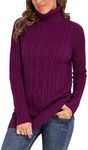 PrettyGuide Women's Long Sweater Turtleneck Pullover Tunic Sweater Tops L Fuchsia