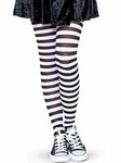 Leg Avenue Women's Plus-Size Nylon Striped Tights, Black/White, 3X-4X