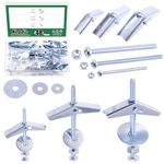 Keadic 48Pcs 3 Sizes Toggle Bolt Assortment Set 1/8'', 3/16'', 1/4'' Toggle Anchors with Wing Nut and Hex Nuts, Washers, Hollow Drywall Anchors Screw Kit for Frames Shelves Hanging Heavy Items