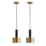 NAANN Pendant Light Black, Modern Vintage Gold Pendant Lighting Fixtures Industrial Metal Mini Brass Farmhouse Hanging Lamp for Kitchen Island Dining Room Bathroom Hallway, E26 Socket (2 Pack)