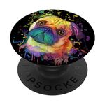 Splash Art Pug Colorful Cute Mops Dog Men Women PopSockets Swappable PopGrip