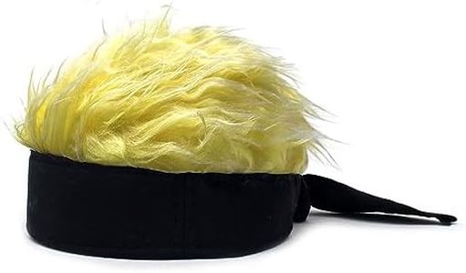 YEKEYI Halloween Novelty Hair Hats Spiked Funny Skull Hat Adjustable Wig Hat with Hair Yellow