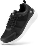 FitVille Mens Extra Wide Fitting Trainers Lightweight Breathable Walking Sneakers Comfortable Shoes for Plantar Fasciitis Swollen Feet Black