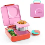 OmieBox Bento Box for Kids - Insulated Lunch Box with Leak Proof Thermos Food Jar - 3 Compartments, Two Temperature Zones (Single) (Packaging May Vary)